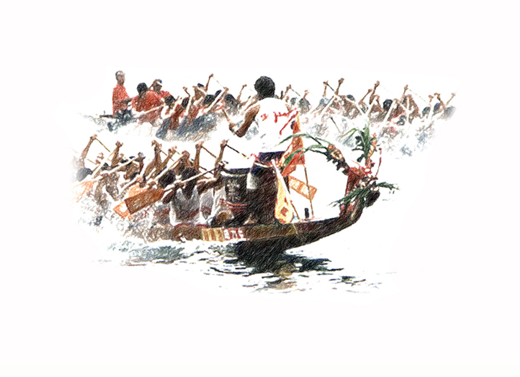 Repro 30x40 Course de bateaux dragons de Paul Blanqué