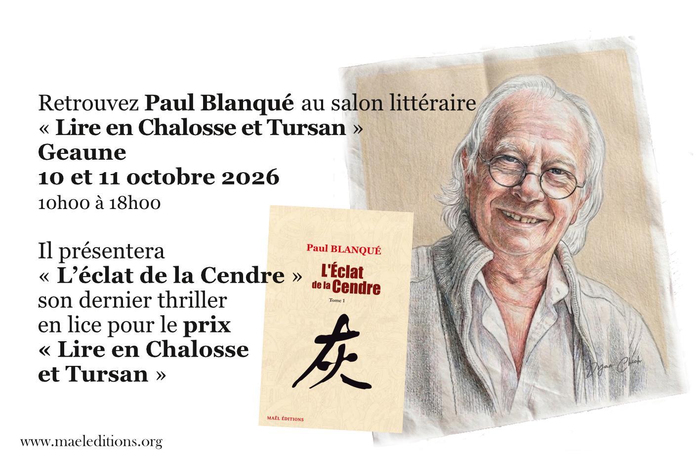 « L’éclat de la Cendre » de Paul Blanqué en lice pour le prix « Lire en Chalosse et Tursan »